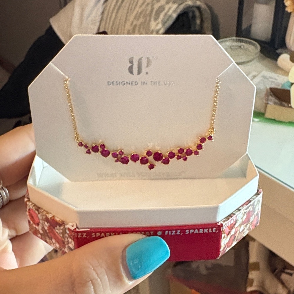 BP Gold Necklace with lab created ruby - Picture 4 of 4